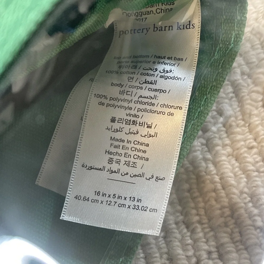 Pottery Barn Kids Clear Plastic Green Canvas Tote